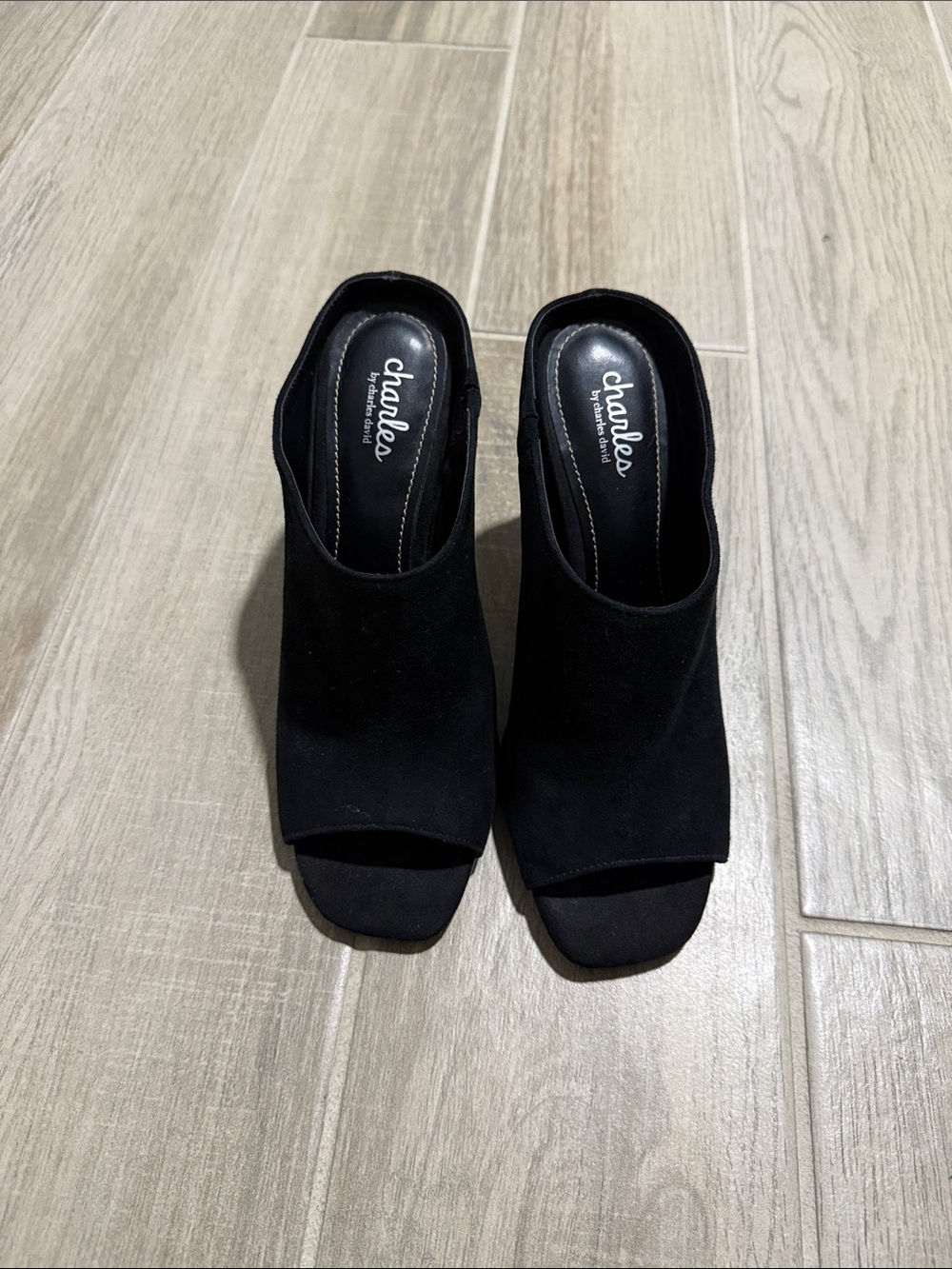 Charles David Black Faux Suede Heel